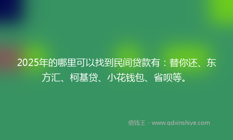 2025年的哪里可以找到民间贷款有：替你还、东方汇、柯基贷、小花钱包、省呗等。