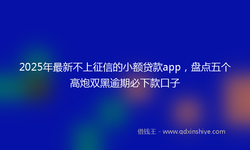 2025年最新不上征信的小额贷款app，盘点五个高炮双黑逾期必下款口子