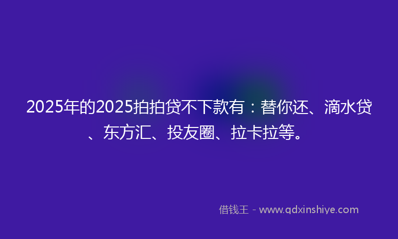 2025年的2025拍拍贷不下款有：替你还、滴水贷、东方汇、投友圈、拉卡拉等。
