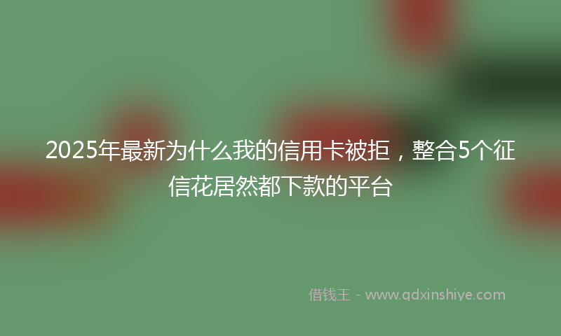 2025年最新为什么我的信用卡被拒，整合5个征信花居然都下款的平台