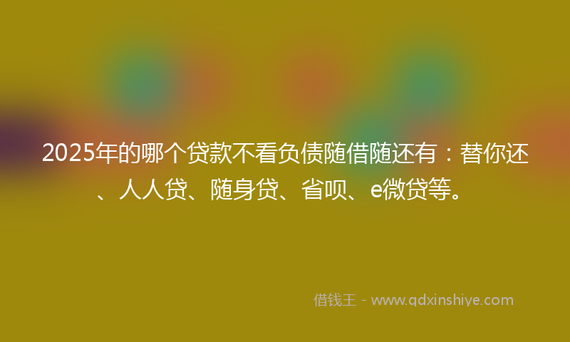 2025年的哪个贷款不看负债随借随还有：替你还、人人贷、随身贷、省呗、e微贷等。