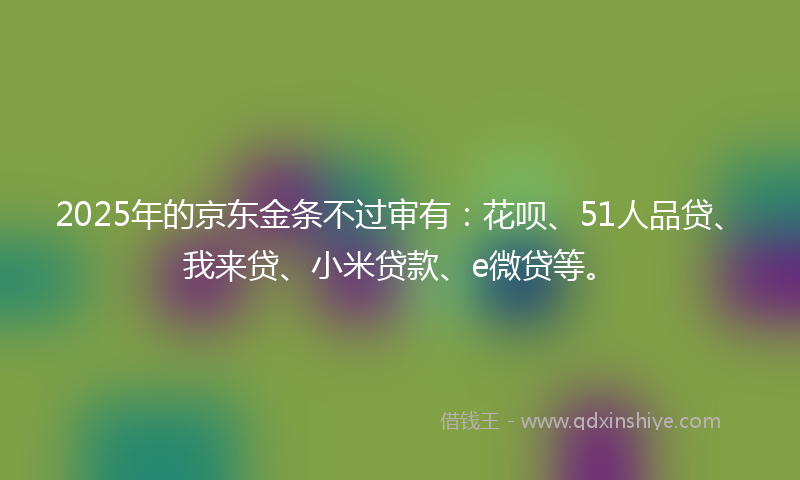 2025年的京东金条不过审有：花呗、51人品贷、我来贷、小米贷款、e微贷等。