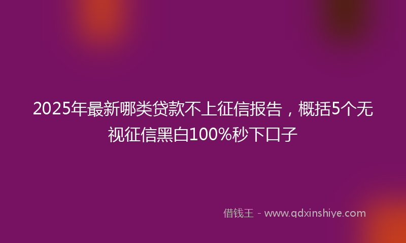 2025年最新哪类贷款不上征信报告，概括5个无视征信黑白100%秒下口子