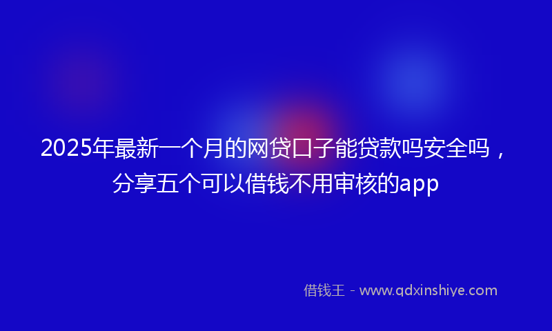 2025年最新一个月的网贷口子能贷款吗安全吗，分享五个可以借钱不用审核的app