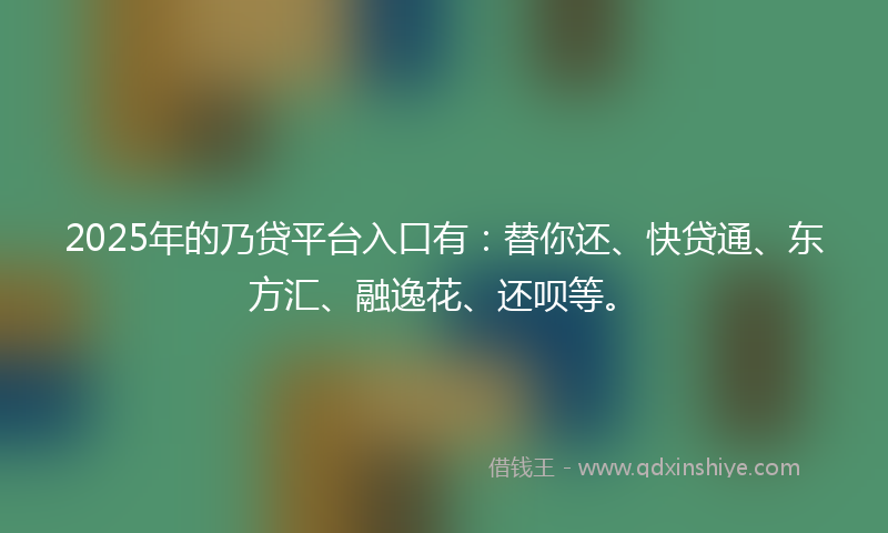 2025年的乃贷平台入口有：替你还、快贷通、东方汇、融逸花、还呗等。