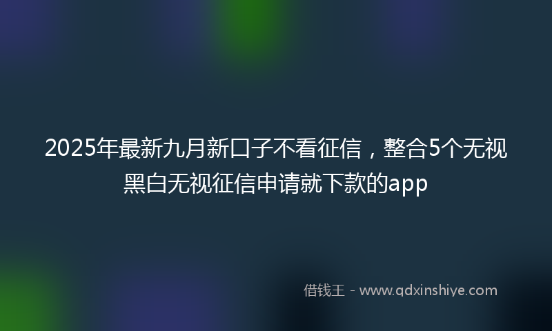 2025年最新九月新口子不看征信，整合5个无视黑白无视征信申请就下款的app