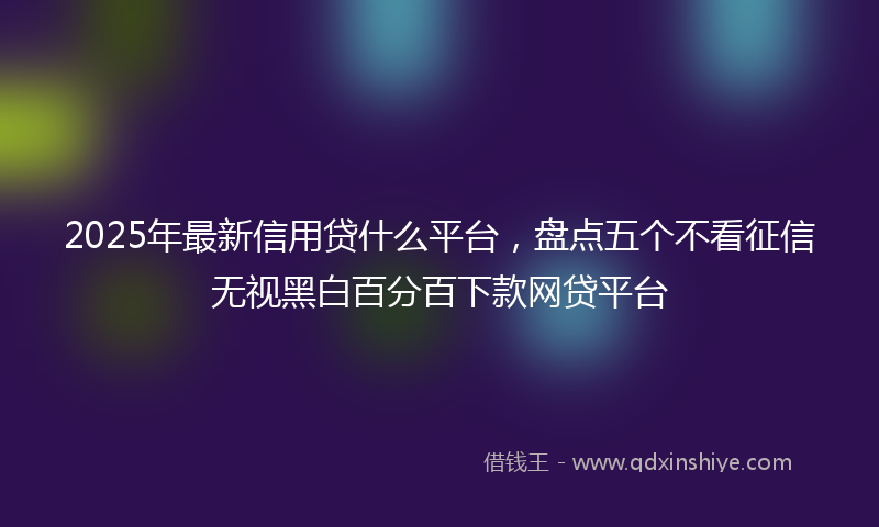 2025年最新信用贷什么平台，盘点五个不看征信无视黑白百分百下款网贷平台