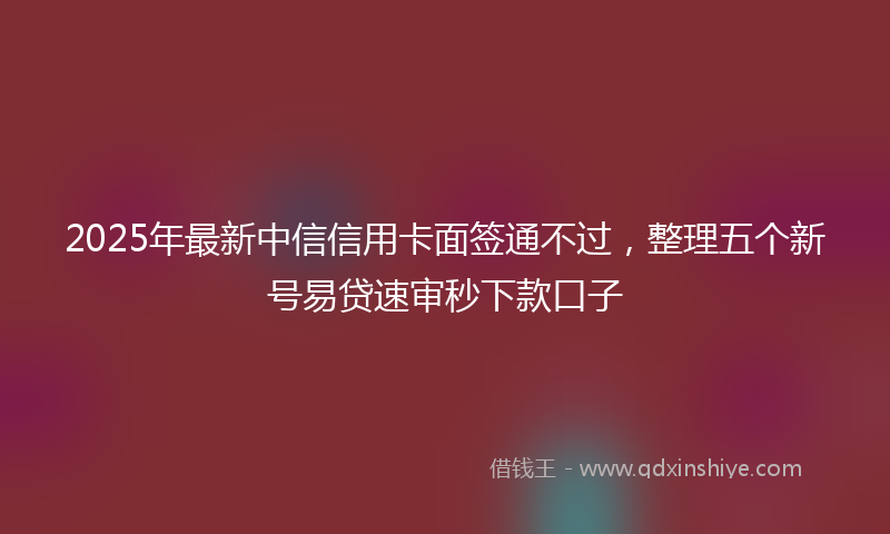 2025年最新中信信用卡面签通不过，整理五个新号易贷速审秒下款口子