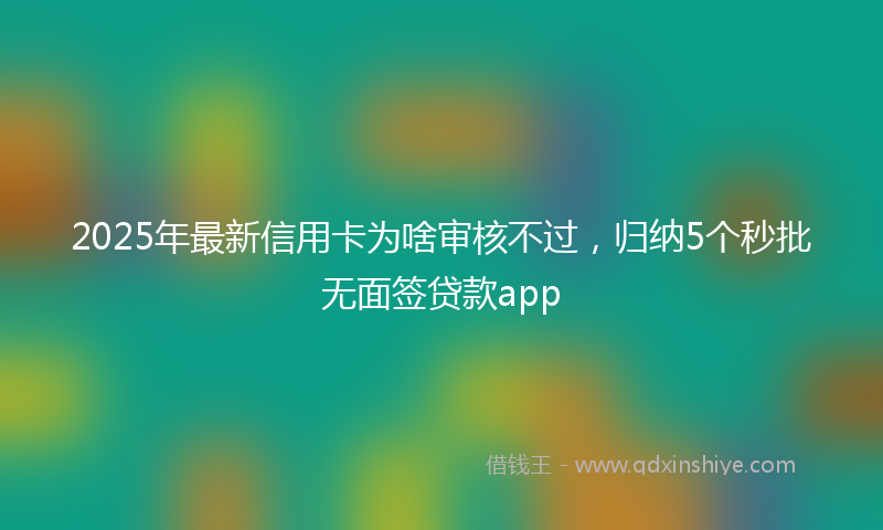 2025年最新信用卡为啥审核不过，归纳5个秒批无面签贷款app
