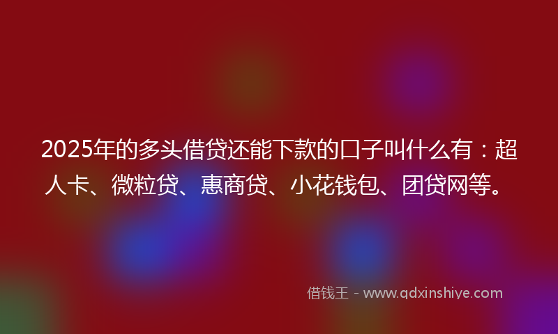 2025年的多头借贷还能下款的口子叫什么有：超人卡、微粒贷、惠商贷、小花钱包、团贷网等。