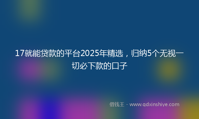 17就能贷款的平台2025年精选，归纳5个无视一切必下款的口子