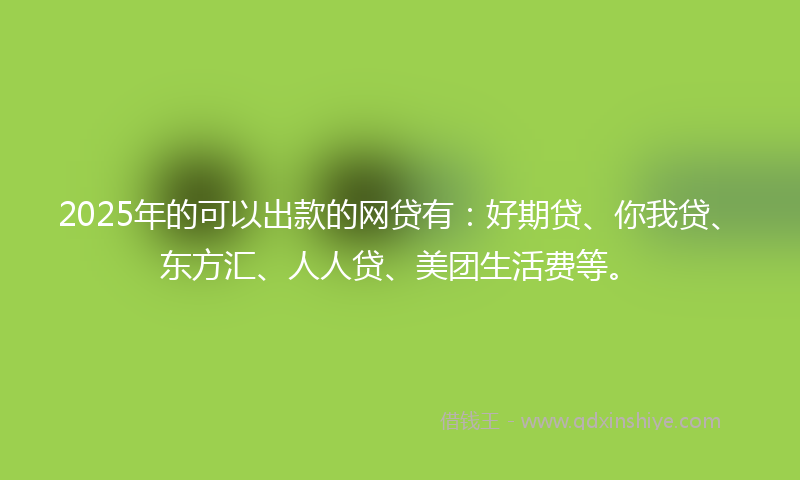 2025年的可以出款的网贷有：好期贷、你我贷、东方汇、人人贷、美团生活费等。