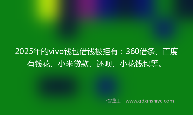 2025年的vivo钱包借钱被拒有：360借条、百度有钱花、小米贷款、还呗、小花钱包等。