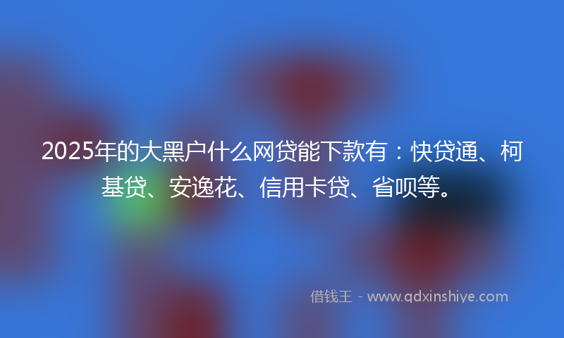 2025年的大黑户什么网贷能下款有：快贷通、柯基贷、安逸花、信用卡贷、省呗等。