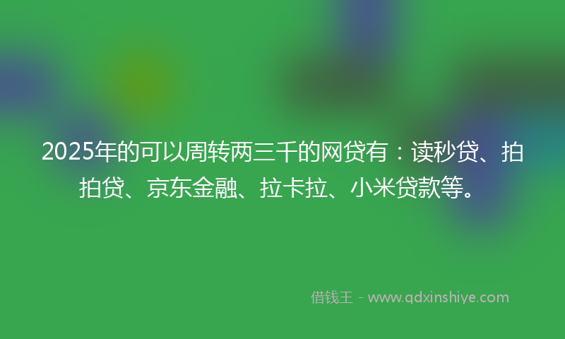 2025年的可以周转两三千的网贷有：读秒贷、拍拍贷、京东金融、拉卡拉、小米贷款等。