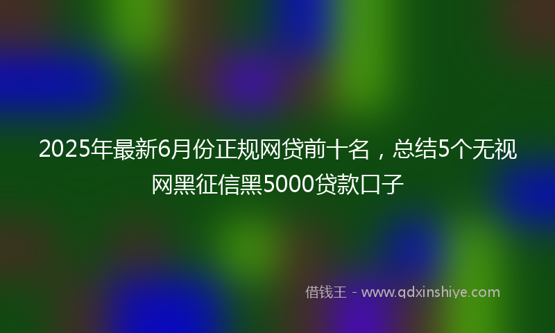 2025年最新6月份正规网贷前十名，总结5个无视网黑征信黑5000贷款口子