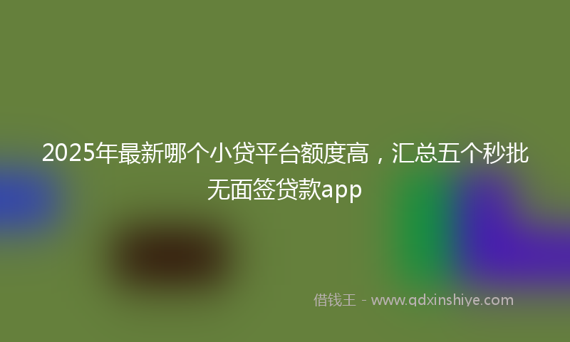 2025年最新哪个小贷平台额度高，汇总五个秒批无面签贷款app