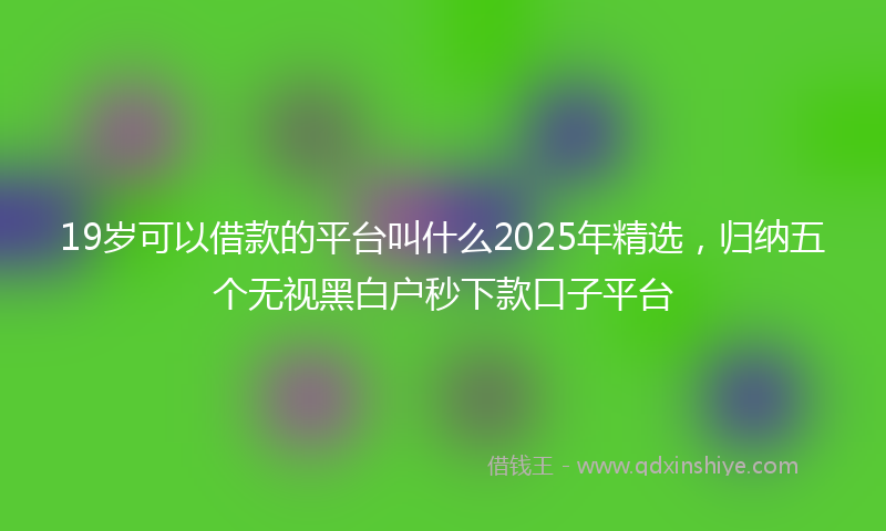 19岁可以借款的平台叫什么2025年精选，归纳五个无视黑白户秒下款口子平台