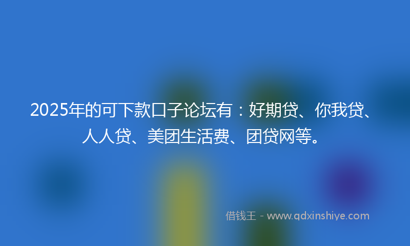 2025年的可下款口子论坛有：好期贷、你我贷、人人贷、美团生活费、团贷网等。