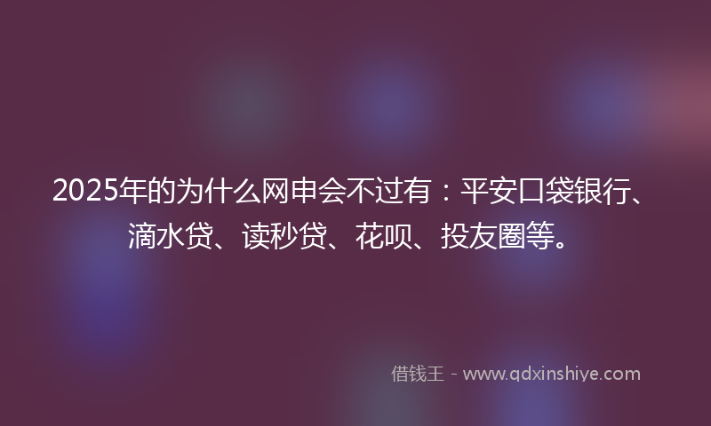 2025年的为什么网申会不过有：平安口袋银行、滴水贷、读秒贷、花呗、投友圈等。