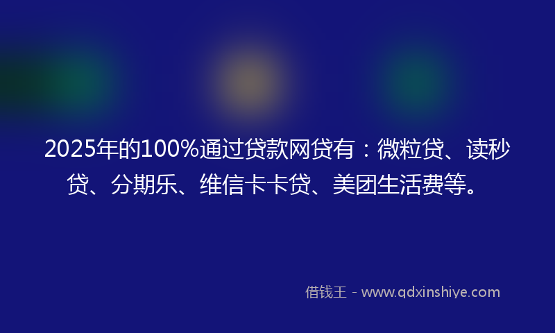 2025年的100%通过贷款网贷有：微粒贷、读秒贷、分期乐、维信卡卡贷、美团生活费等。