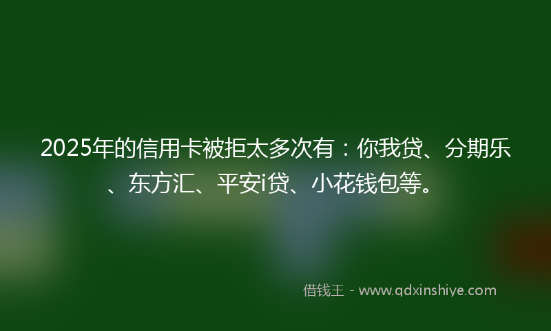 2025年的信用卡被拒太多次有：你我贷、分期乐、东方汇、平安i贷、小花钱包等。