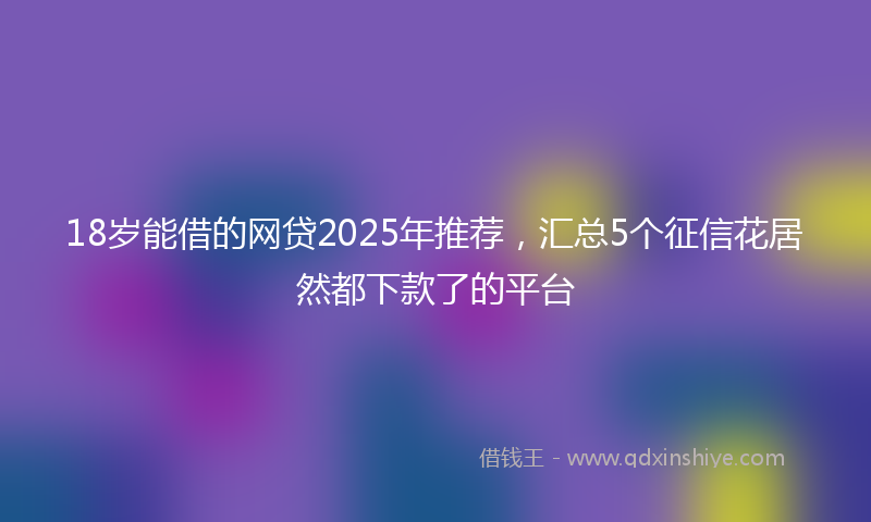 18岁能借的网贷2025年推荐，汇总5个征信花居然都下款了的平台