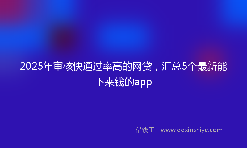2025年审核快通过率高的网贷，汇总5个最新能下来钱的app