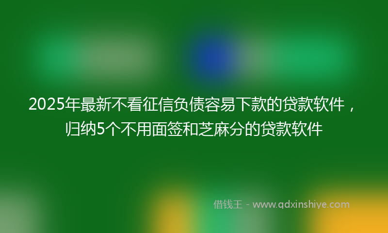 2025年最新不看征信负债容易下款的贷款软件，归纳5个不用面签和芝麻分的贷款软件