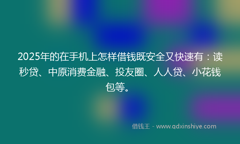 2025年的在手机上怎样借钱既安全又快速有：读秒贷、中原消费金融、投友圈、人人贷、小花钱包等。