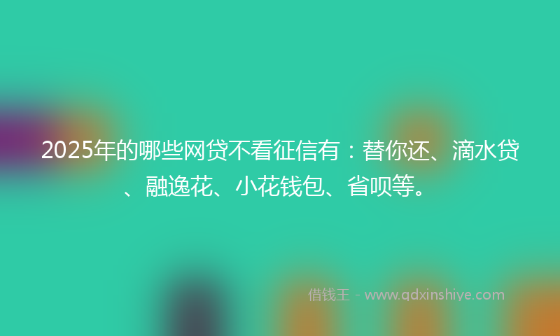 2025年的哪些网贷不看征信有：替你还、滴水贷、融逸花、小花钱包、省呗等。