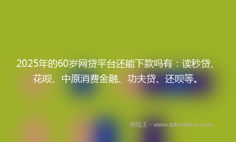 2025年的60岁网贷平台还能下款吗有：读秒贷、花呗、中原消费金融、功夫贷、还呗等。
