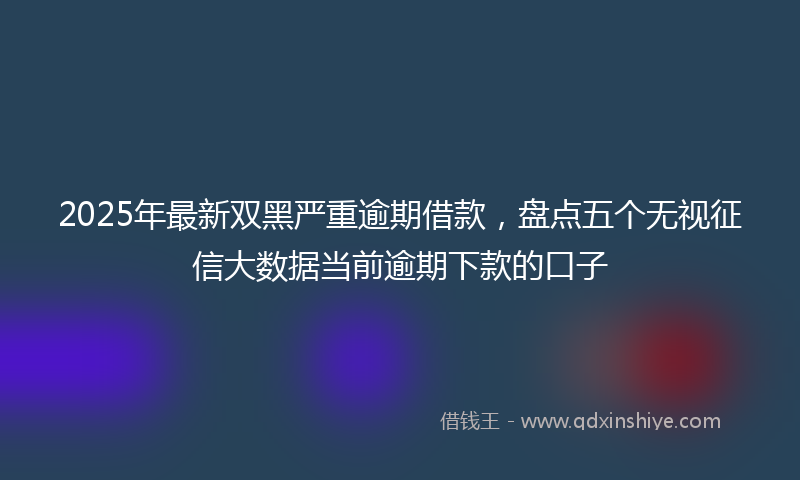 2025年最新双黑严重逾期借款，盘点五个无视征信大数据当前逾期下款的口子