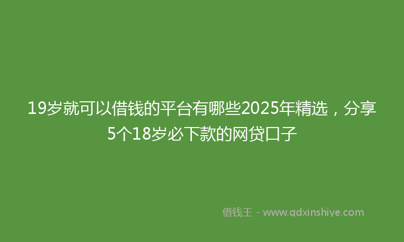 19岁就可以借钱的平台有哪些2025年精选，分享5个18岁必下款的网贷口子