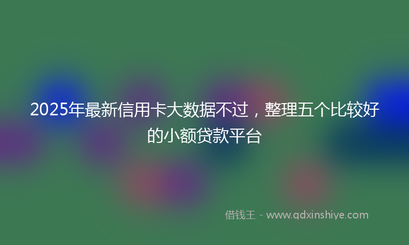2025年最新信用卡大数据不过，整理五个比较好的小额贷款平台