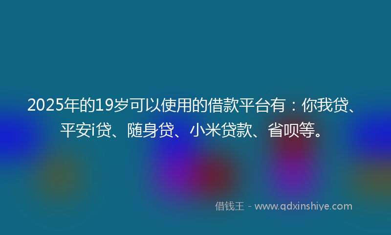 2025年的19岁可以使用的借款平台有：你我贷、平安i贷、随身贷、小米贷款、省呗等。
