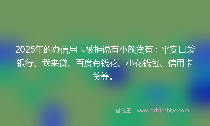 2025年的办信用卡被拒说有小额贷有：平安口袋银行、我来贷、百度有钱花、小花钱包、信用卡贷等。