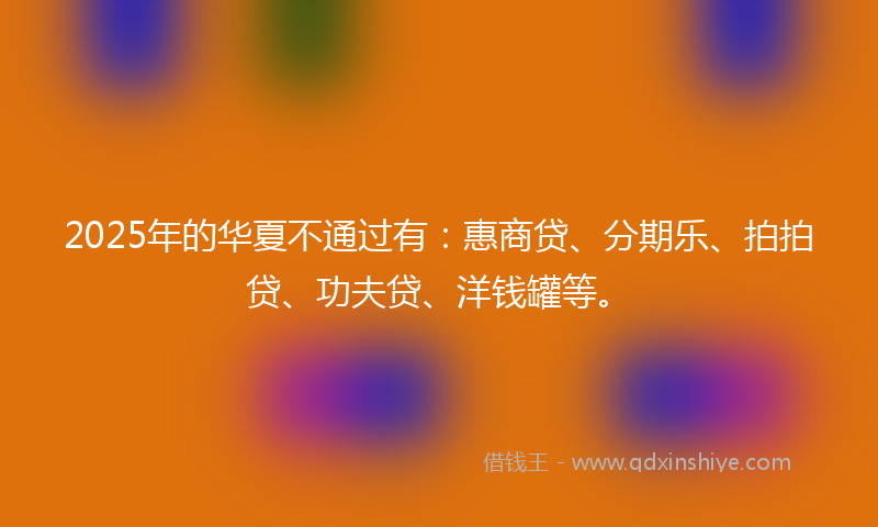 2025年的华夏不通过有：惠商贷、分期乐、拍拍贷、功夫贷、洋钱罐等。