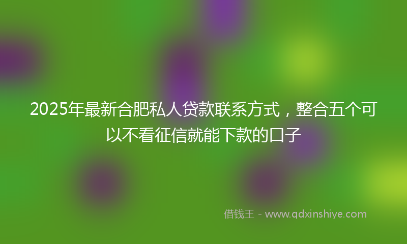 2025年最新合肥私人贷款联系方式，整合五个可以不看征信就能下款的口子
