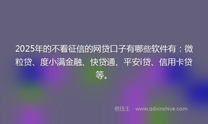 2025年的不看征信的网贷口子有哪些软件有：微粒贷、度小满金融、快贷通、平安i贷、信用卡贷等。