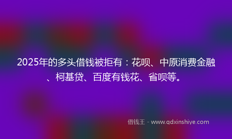 2025年的多头借钱被拒有：花呗、中原消费金融、柯基贷、百度有钱花、省呗等。