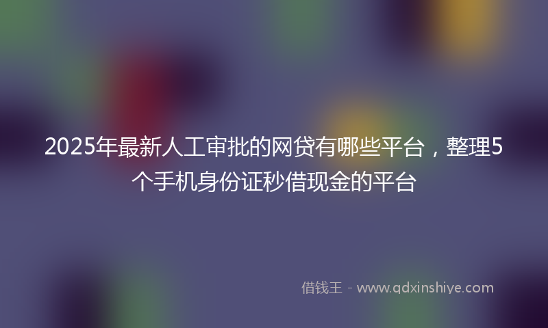 2025年最新人工审批的网贷有哪些平台，整理5个手机身份证秒借现金的平台