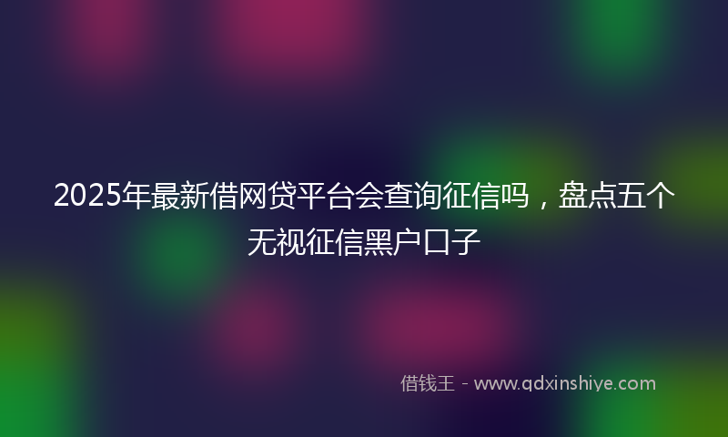 2025年最新借网贷平台会查询征信吗，盘点五个无视征信黑户口子
