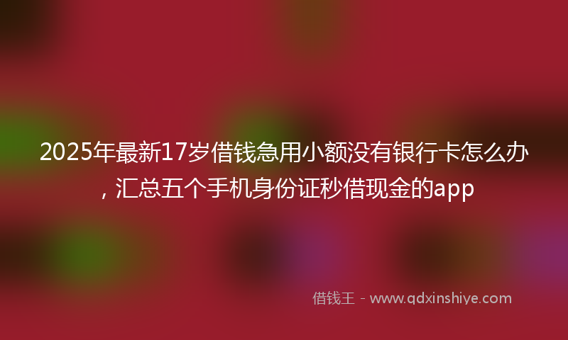 2025年最新17岁借钱急用小额没有银行卡怎么办，汇总五个手机身份证秒借现金的app