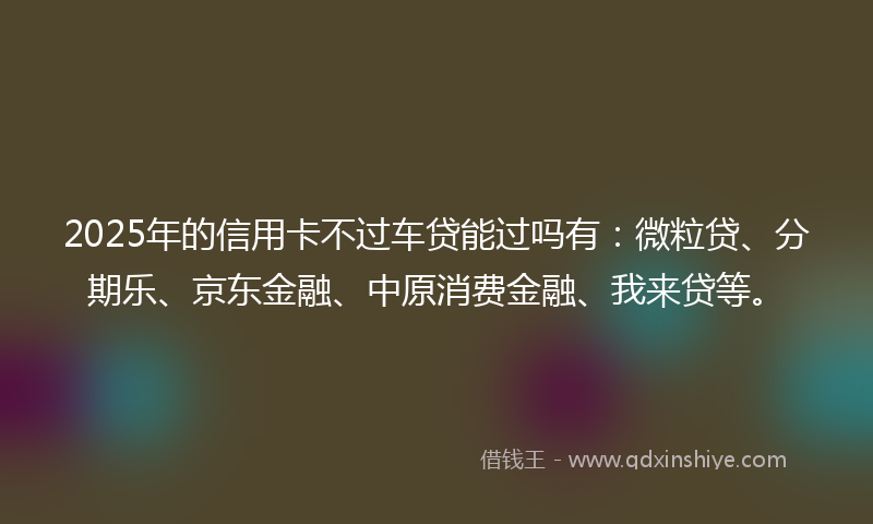 2025年的信用卡不过车贷能过吗有：微粒贷、分期乐、京东金融、中原消费金融、我来贷等。