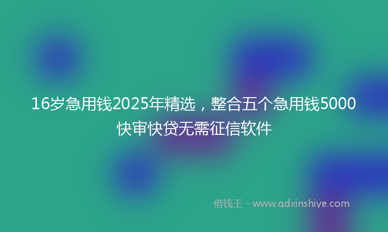 16岁急用钱2025年精选，整合五个急用钱5000快审快贷无需征信软件