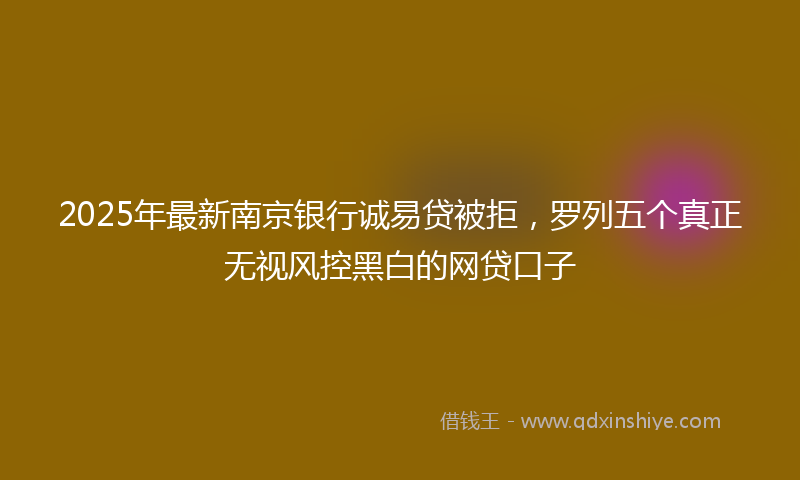 2025年最新南京银行诚易贷被拒，罗列五个真正无视风控黑白的网贷口子
