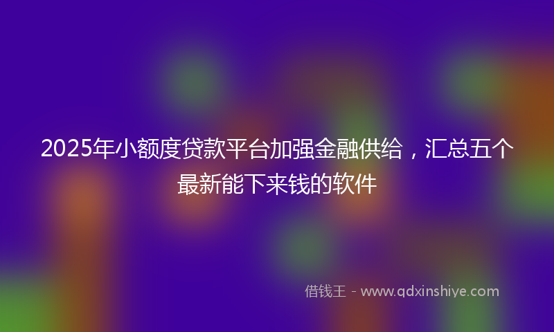 2025年小额度贷款平台加强金融供给，汇总五个最新能下来钱的软件