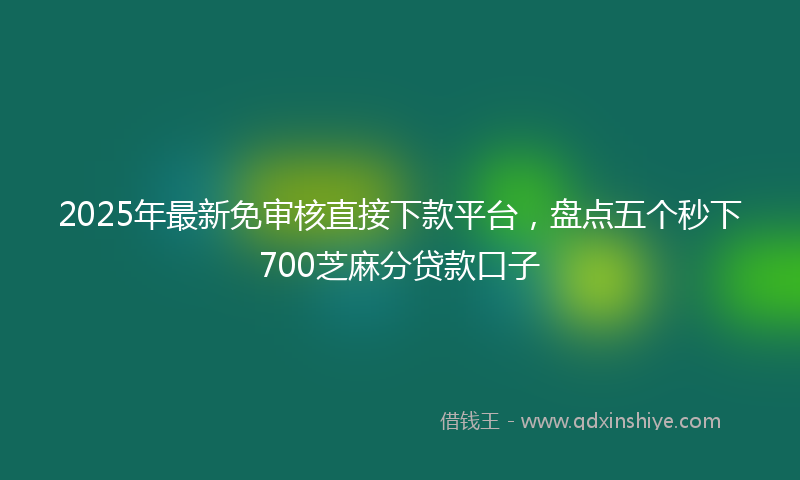 2025年最新免审核直接下款平台，盘点五个秒下700芝麻分贷款口子