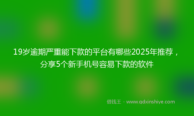 19岁逾期严重能下款的平台有哪些2025年推荐，分享5个新手机号容易下款的软件